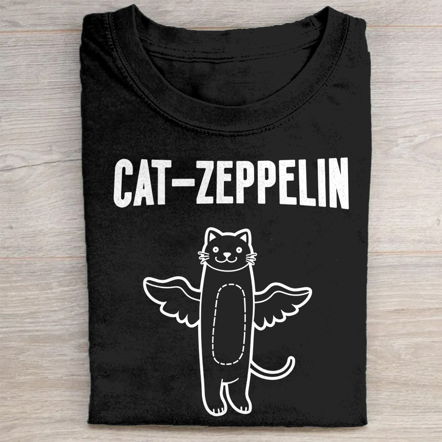 Cat-Zeppelin Funny Graphic Tee T-Shirt