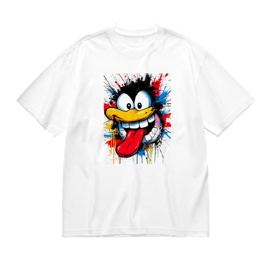 Colorful Cartoon Print White T-Shirt