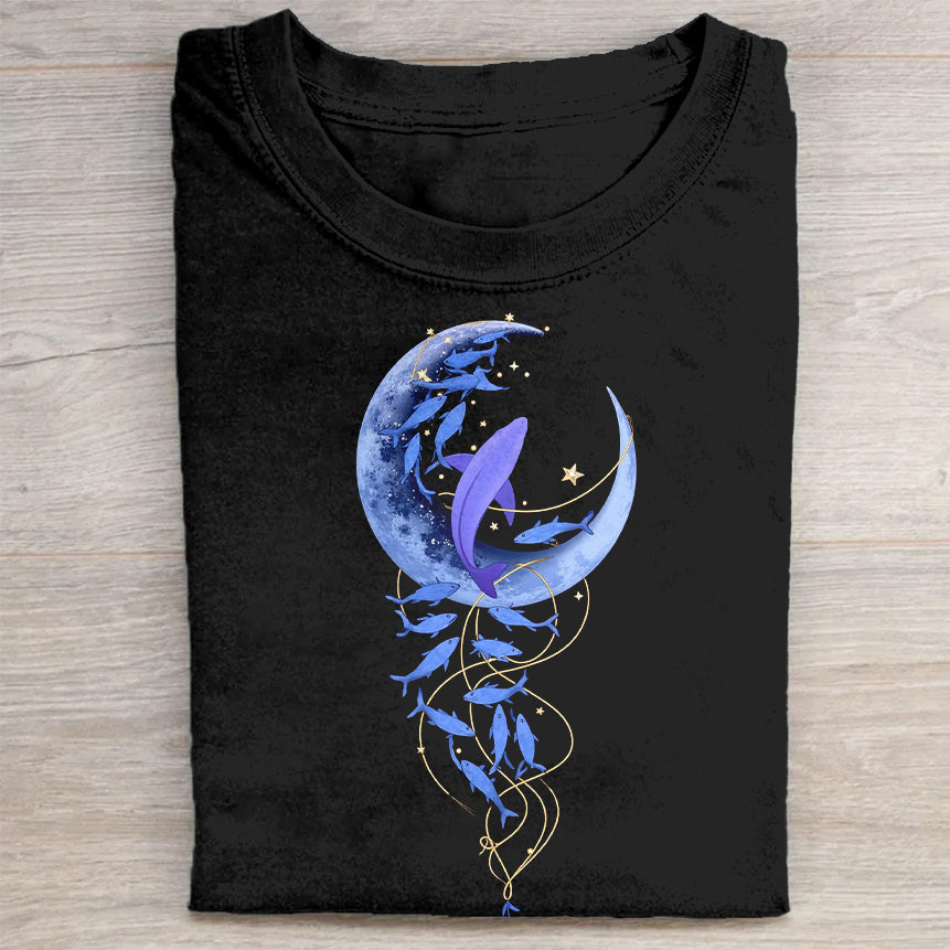 Mystical Moon and Dragon Graphic T-Shirt