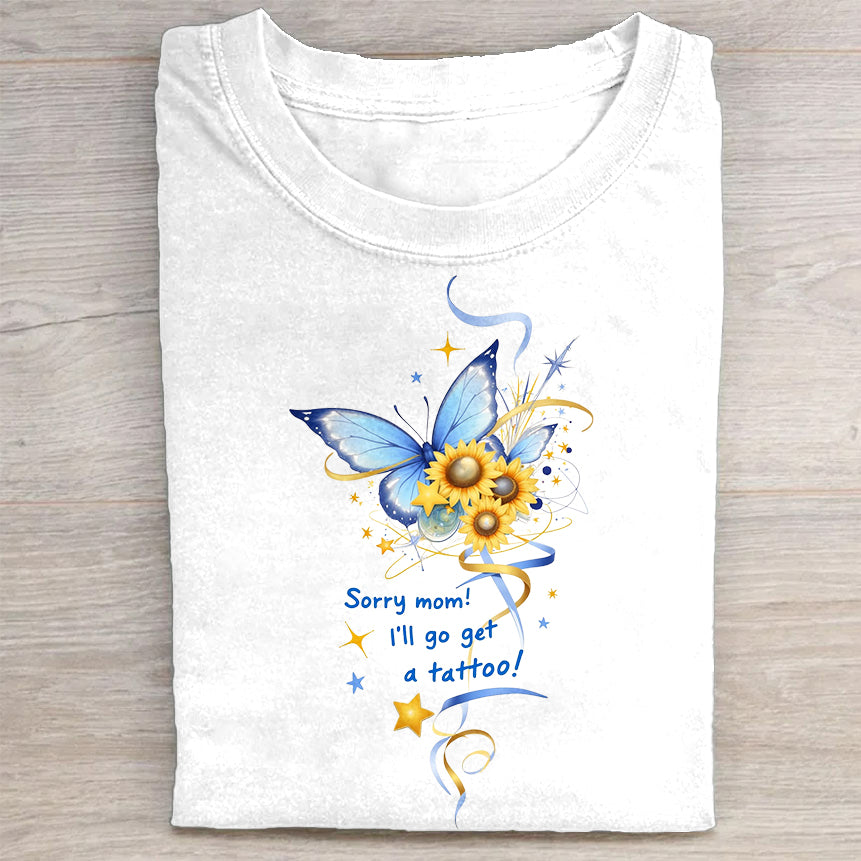 Blue Butterfly Graphic T-Shirt