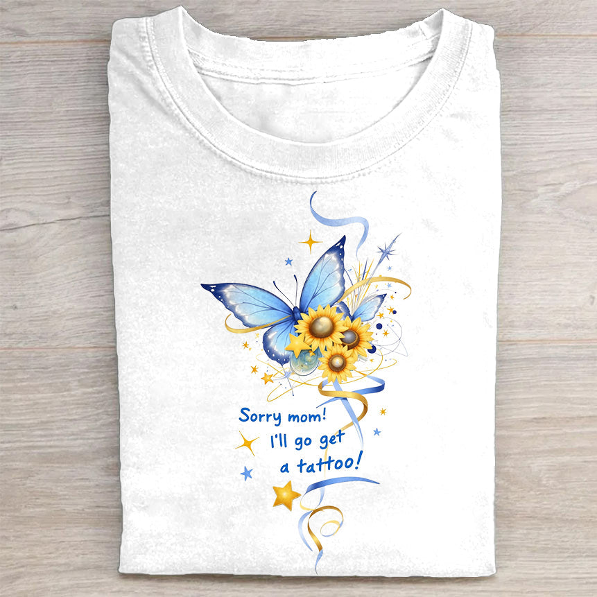 Blue Butterfly Graphic T-Shirt