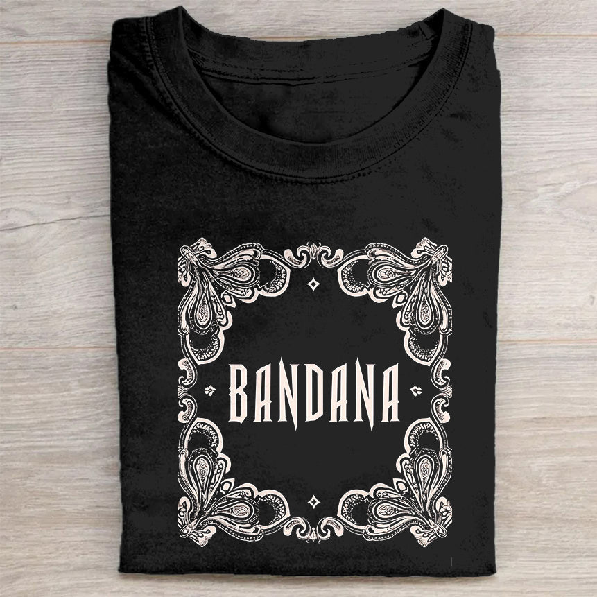 Bandana Graphic Print Black T-Shirt