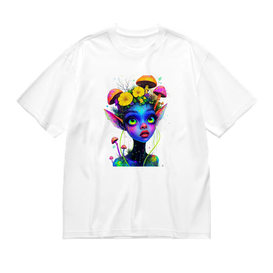 Colorful Fantasy Woman with Flowers and Mushrooms Art Print T-Shirt