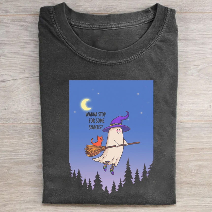 Cute Ghost Witch Graphic T-Shirt