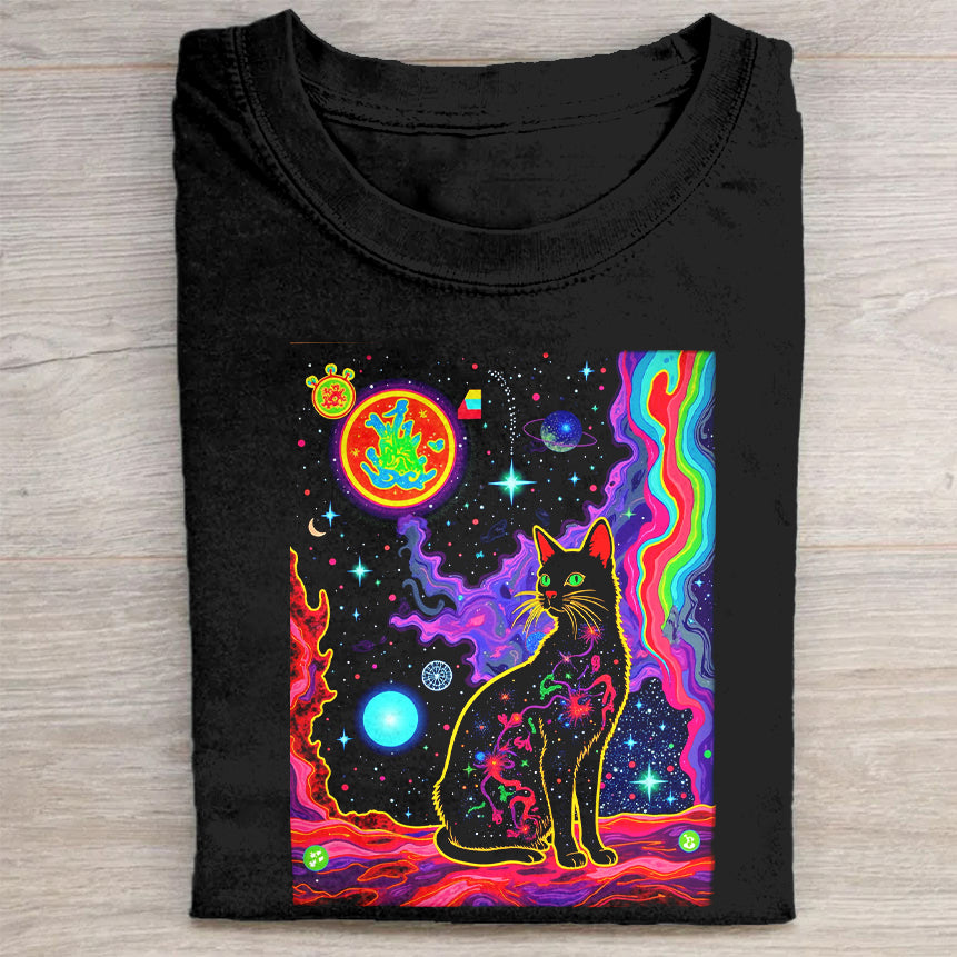 Psychedelic Cat Graphic T-Shirt