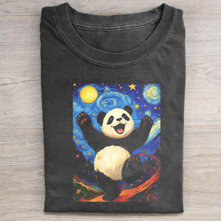 Panda Galaxy Art Print Men's Casual Short Sleeve T-Shirt
