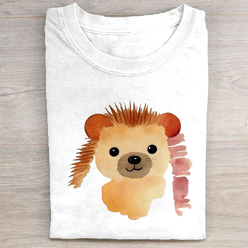 Cute Hedgehog Design Graphic T-Shirt