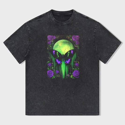 Alien Head with Flowers Graphic Print Men's Casual T-Shirt