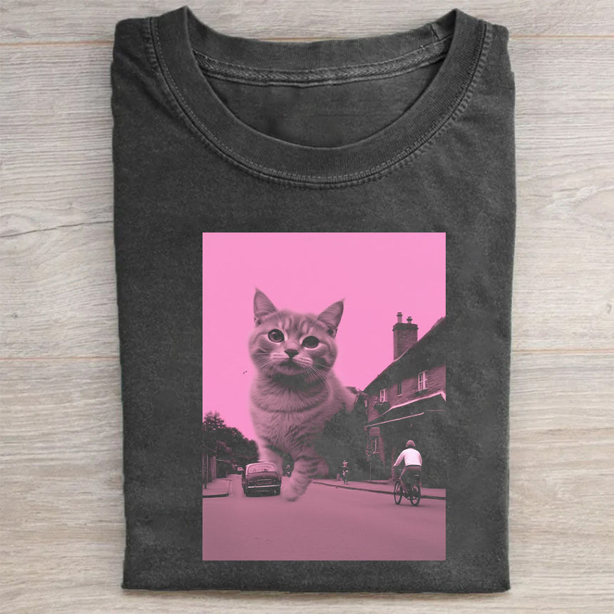 Cute Cat Graphic Print T-Shirt