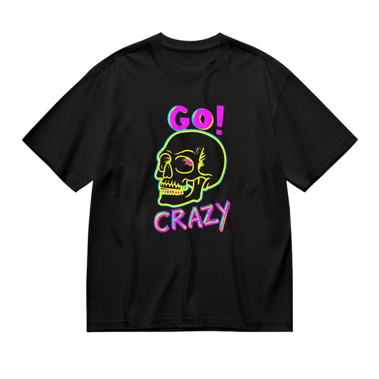 Go Crazy Neon Skull Graphic T-Shirt