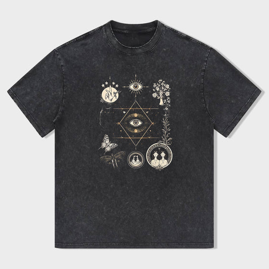 Mystical Eye Design Graphic Tee for Men Women Unisex Cotton T-Shirt
