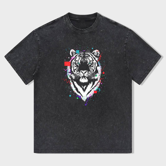 Tiger Graphic Print Men's Fashion Casual Short Sleeve T-Shirt