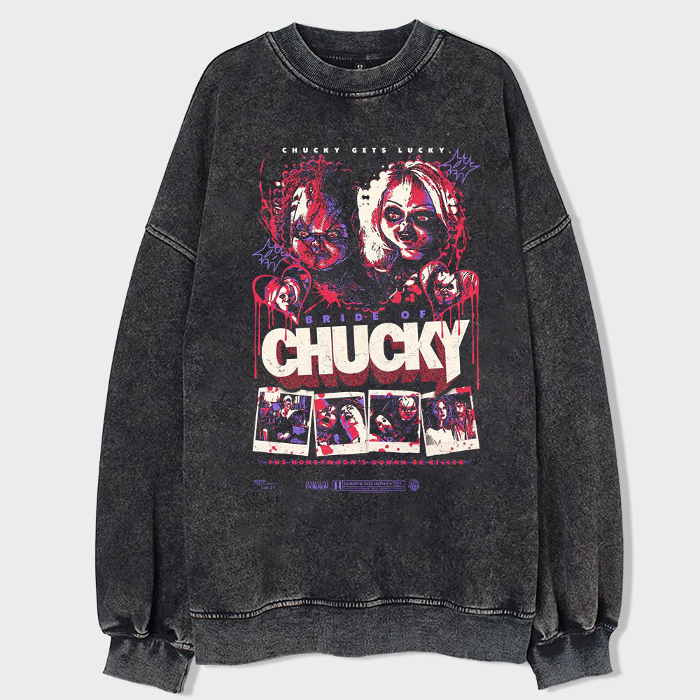 Horror Clown Affair Acid Wash Sweatshirt - heygraff
