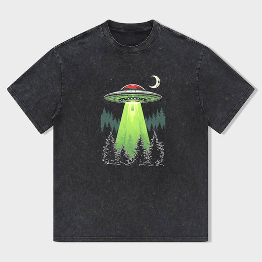Alien UFO Forest Graphic T-Shirt
