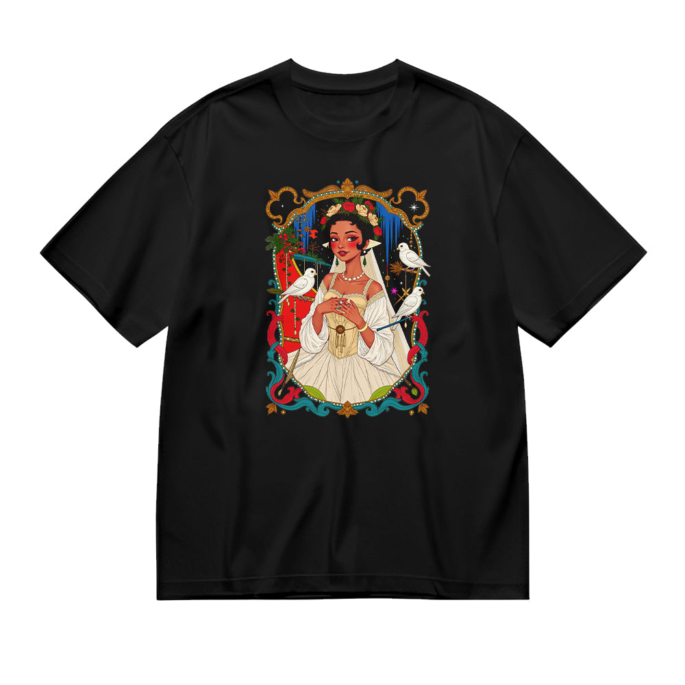 Girl feeding pigeons T-Shirt