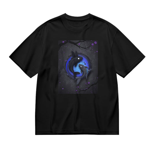 Black T-Shirt with Blue Dragon Graphic Design