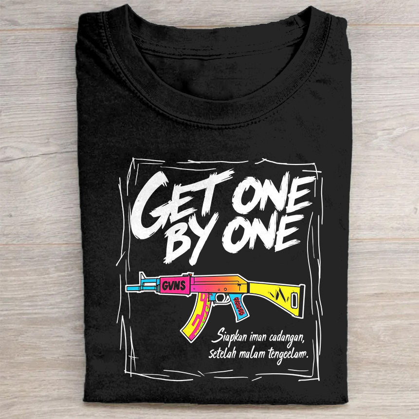 Get One By One Graphic Design Black T-Shirt