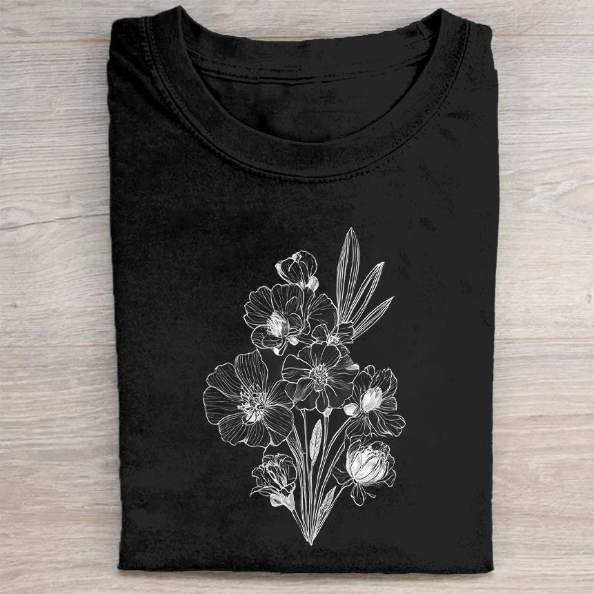Black Floral Graphic T-Shirt