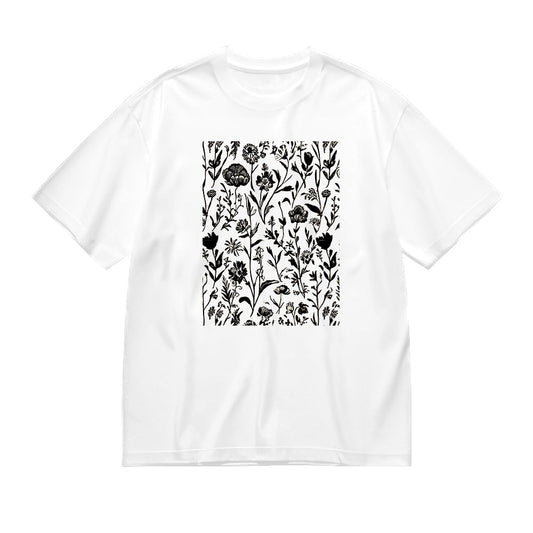 Black and White Floral Pattern T-Shirt