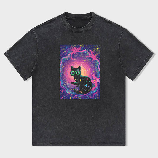 Cosmic Cat Dreamy Galaxy Print Unisex T-Shirt