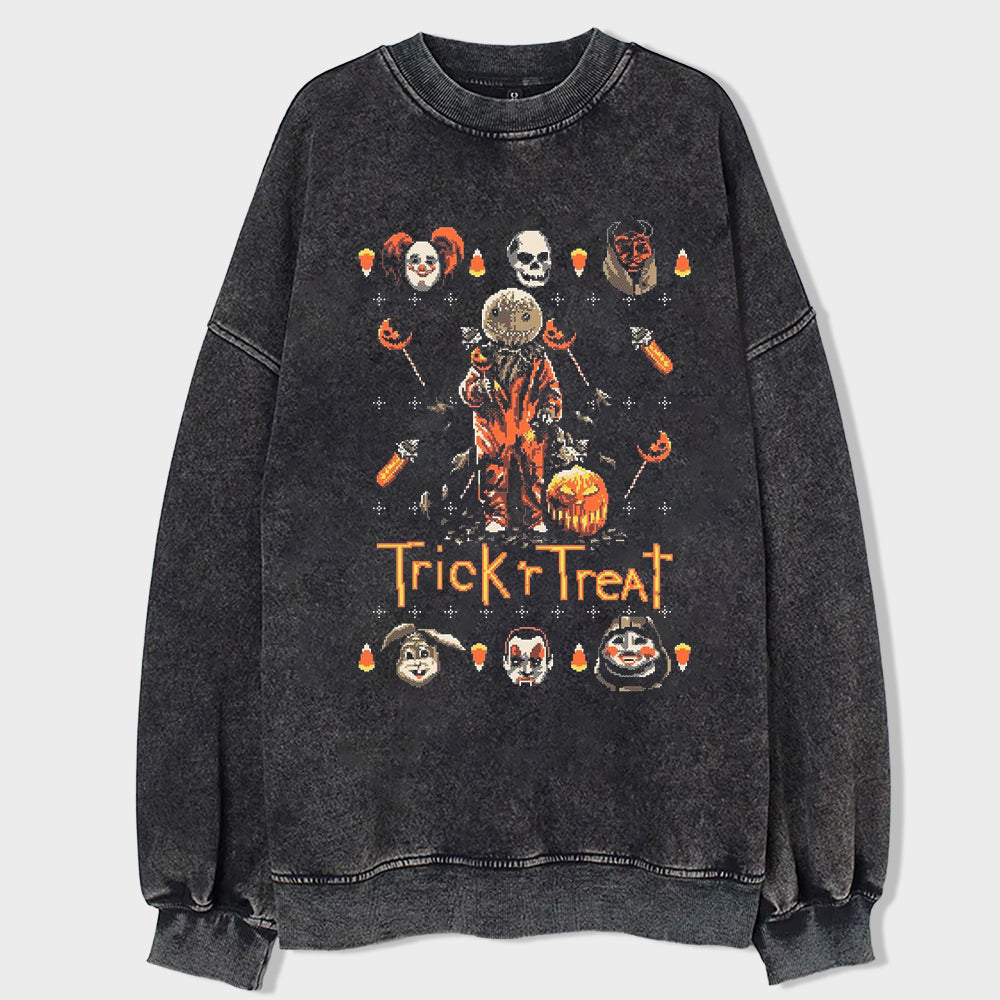 Ghost Mask Acid Wash Sweatshirt - heygraff