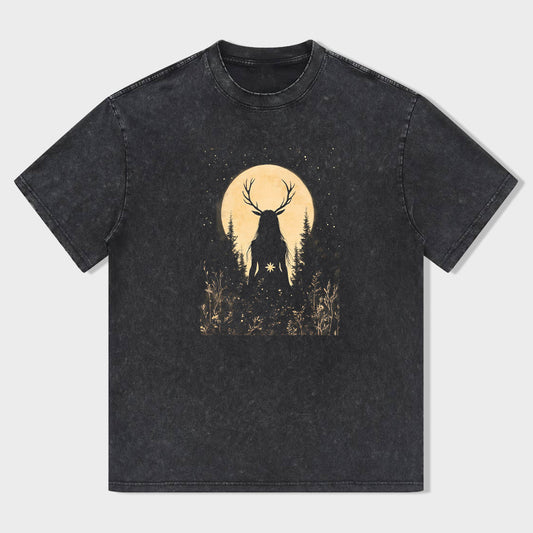 Deer Silhouette Moon Graphic T-Shirt