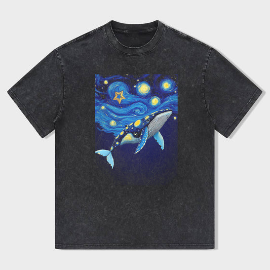 Whale and Stars Night Sky Graphic T-Shirt