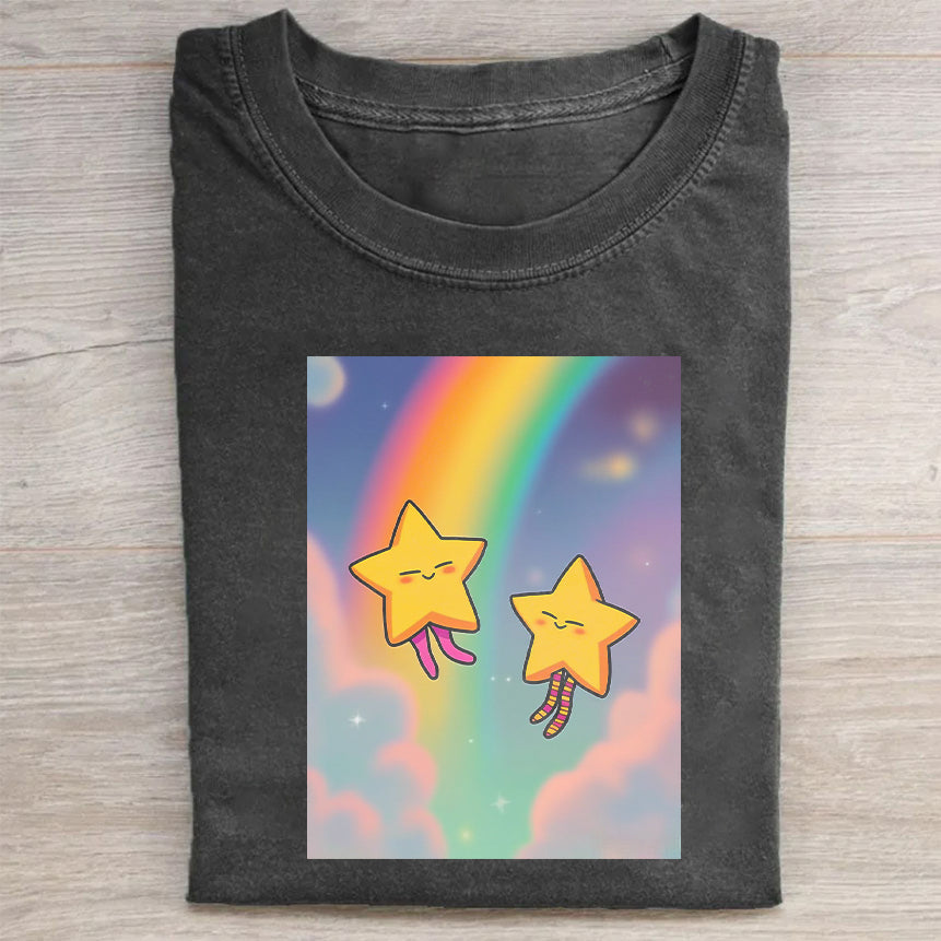 Cute Star Rainbow Graphic T-Shirt