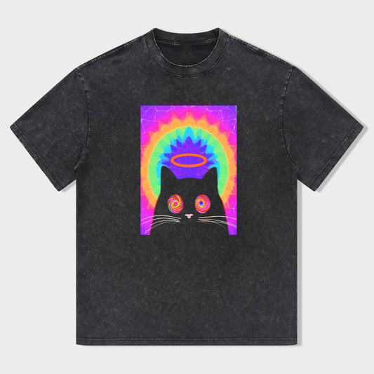 Psychedelic Cat with Halo Graphic T-Shirt