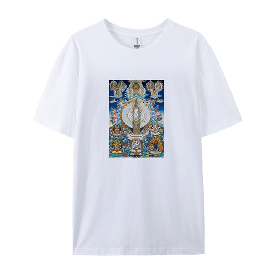 Buddhist Thangka Art T-Shirt for Men Women - Tibetan Mandala Design - Spiritual Meditation Clothing - Comfortable Casual Tee - Unique Gift Idea