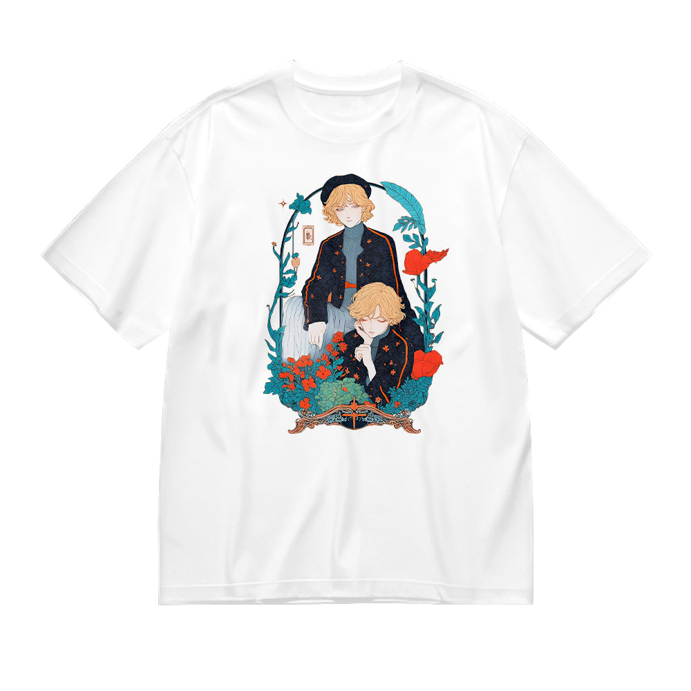 White T-Shirt with Colorful Graphic Print