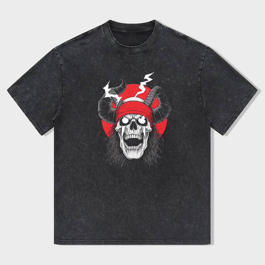 Skull with Red Hat Graphic T-Shirt