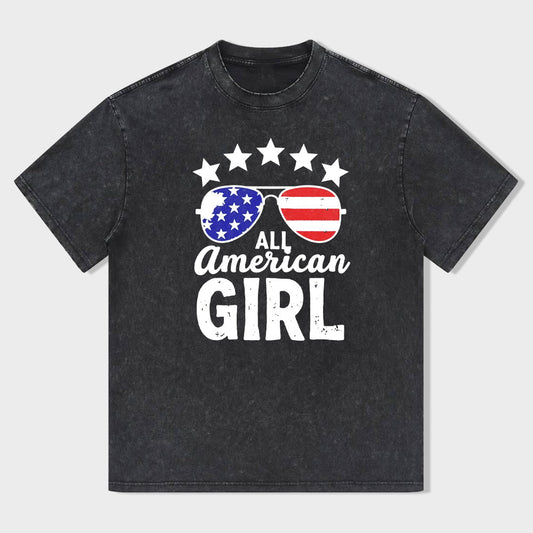 All American Girl Stars and Stripes Patriotic T-Shirt