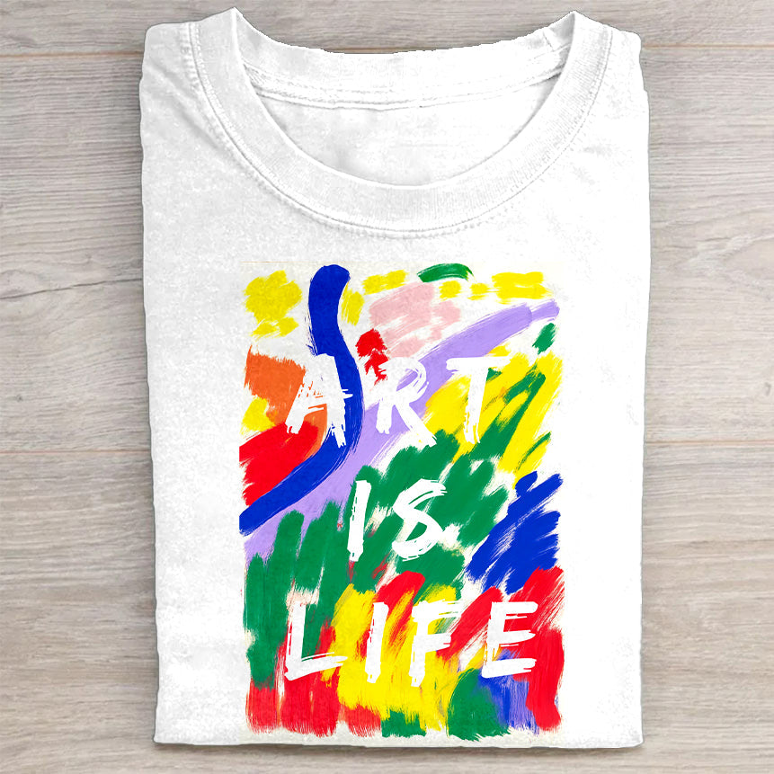 Art is Life Colorful Abstract Design White T-Shirt