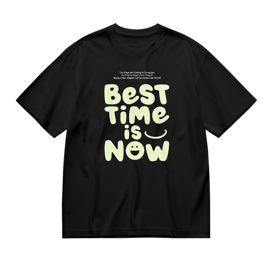 Best Time is Now Inspirational Quote Black T-Shirt