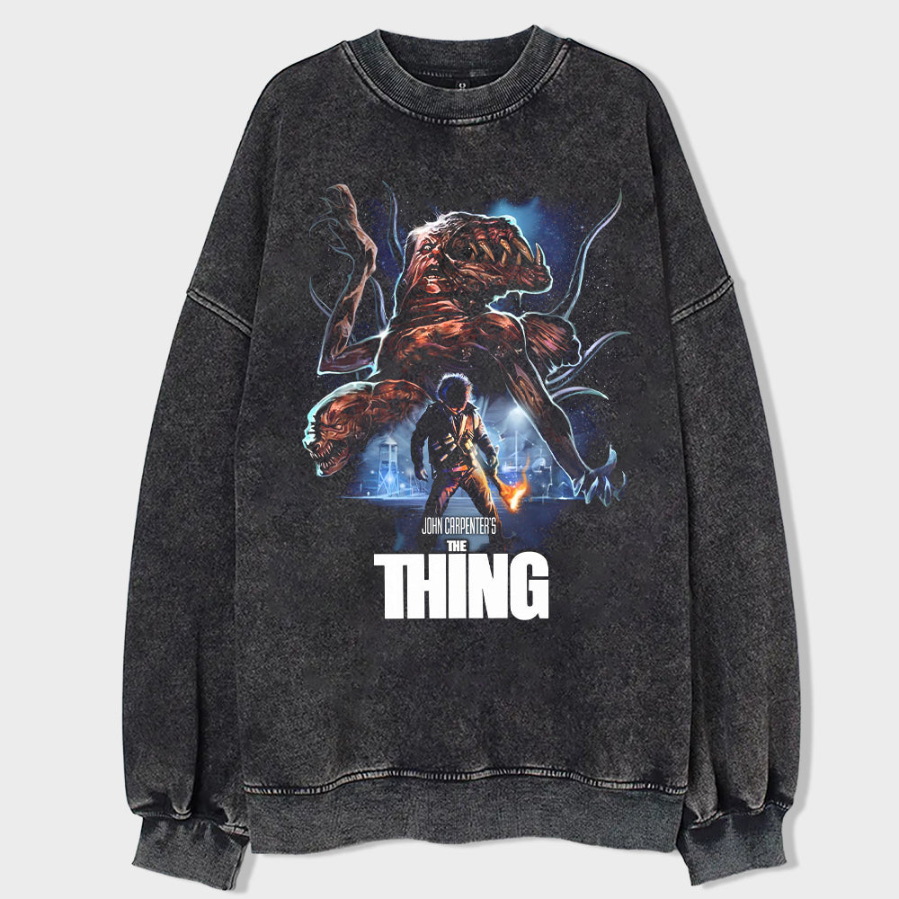 Red Shadow Walker Acid Wash Sweatshirt - heygraff