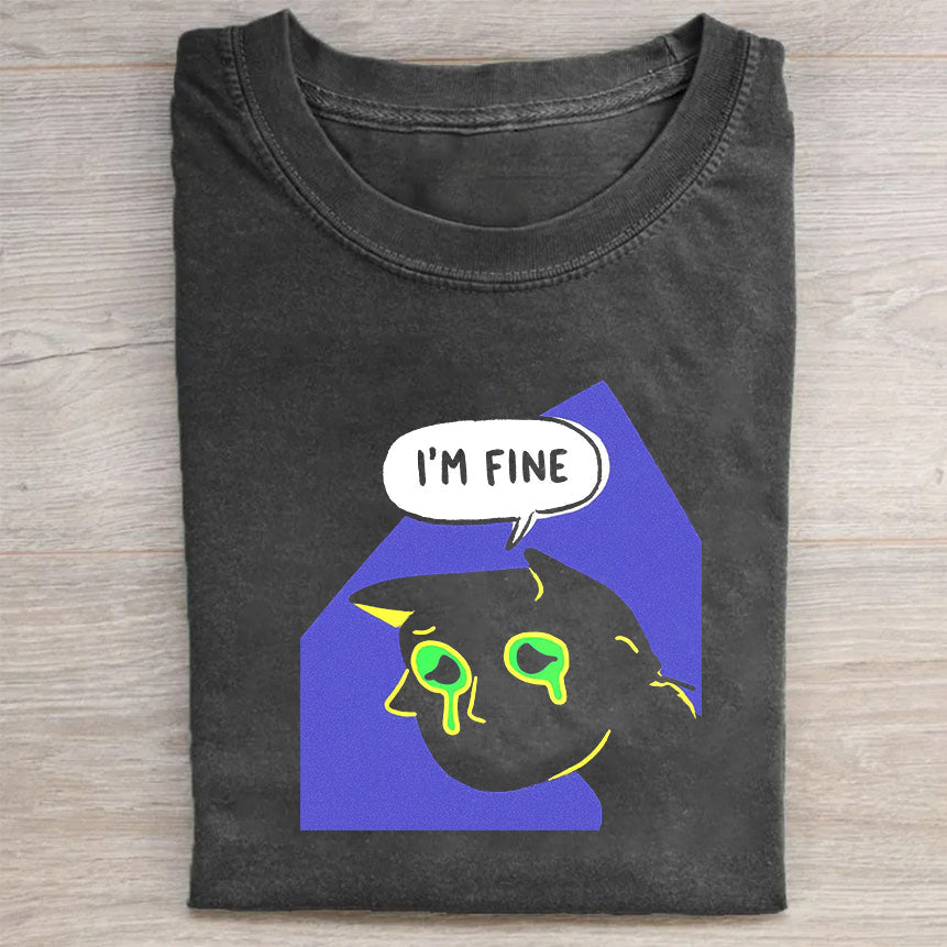 I'm Fine Cat Graphic T-Shirt