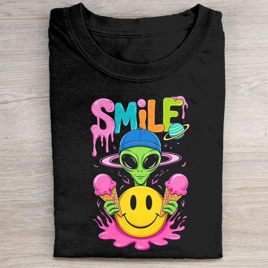 Smile Alien Graphic T-Shirt