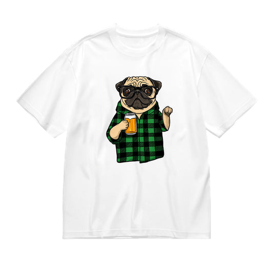 Cute Pug in Plaid Shirt Graphic T-Shirt