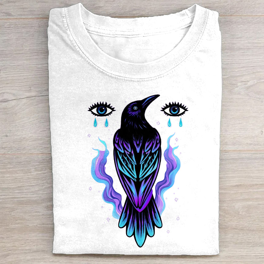 Crow with Tears Artistic Design Men's Graphic T-Shirt