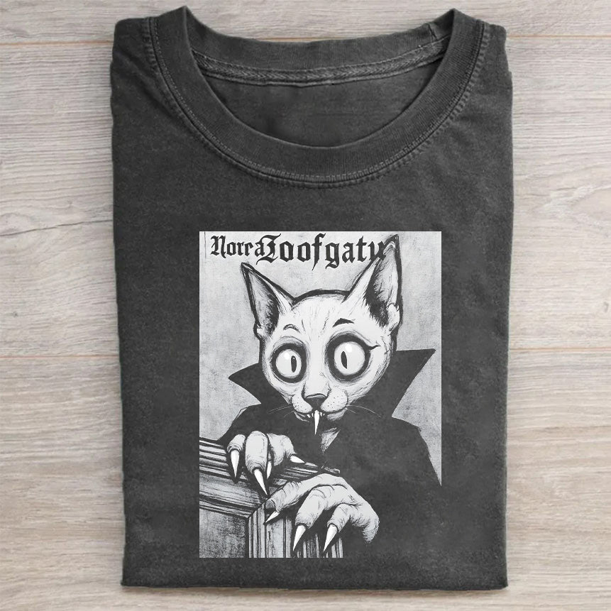 Vintage Cat Vampire Graphic T-Shirt