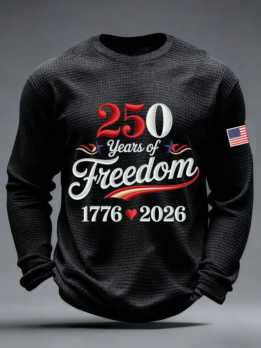 250th Anniversary Waffle Print Casual T-Shirt For Men