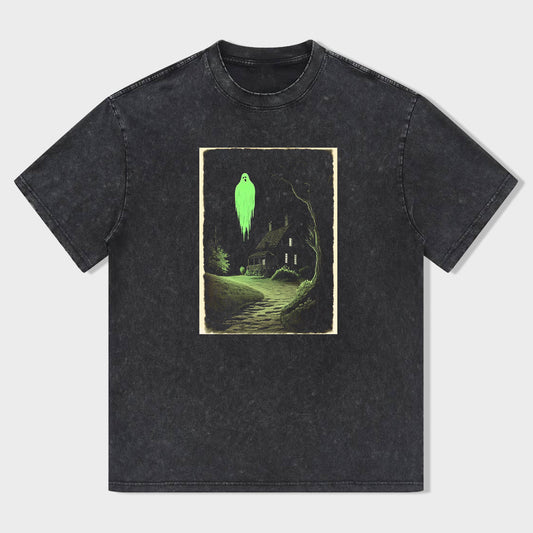 Glowing Ghost House Graphic T-Shirt