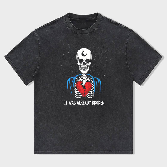 Broken Heart Skeleton Graphic T-Shirt
