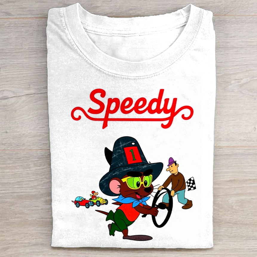 Speedy Racer Cartoon Character White T-Shirt