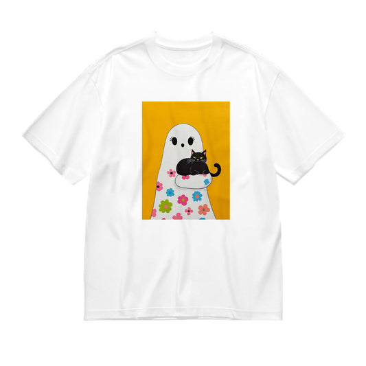 Cute Ghost and Black Cat Graphic T-Shirt
