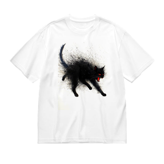 Black Cat Graphic Print Men's Casual T-Shirt
