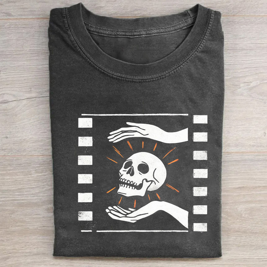 Skull Design Graphic Print Short Sleeve T-Shirt