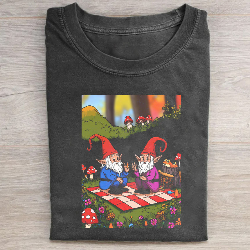 Cute Gnomes Picnic Graphic T-Shirt