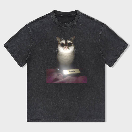 Cute Cat Graphic Print Casual T-Shirt